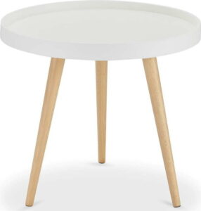 Bílý konferenční stolek s nohami z bukového dřeva Furnhouse Opus