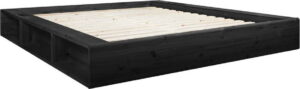 Černá dvoulůžková postel z masivního dřeva s úložným prostorem Karup Design Ziggy