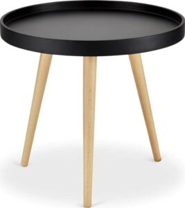 Černý konferenční stolek s nohami z bukového dřeva Furnhouse Opus