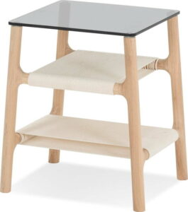 Odkládací stolek s konstrukcí z masivního dubového dřeva a šedou deskou Gazzda Fawn Gazzda