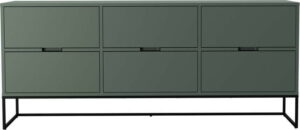 Zelený příborník s kovovými nohami v černé barvě se 6 zásuvkami Tenzo Lipp Tenzo