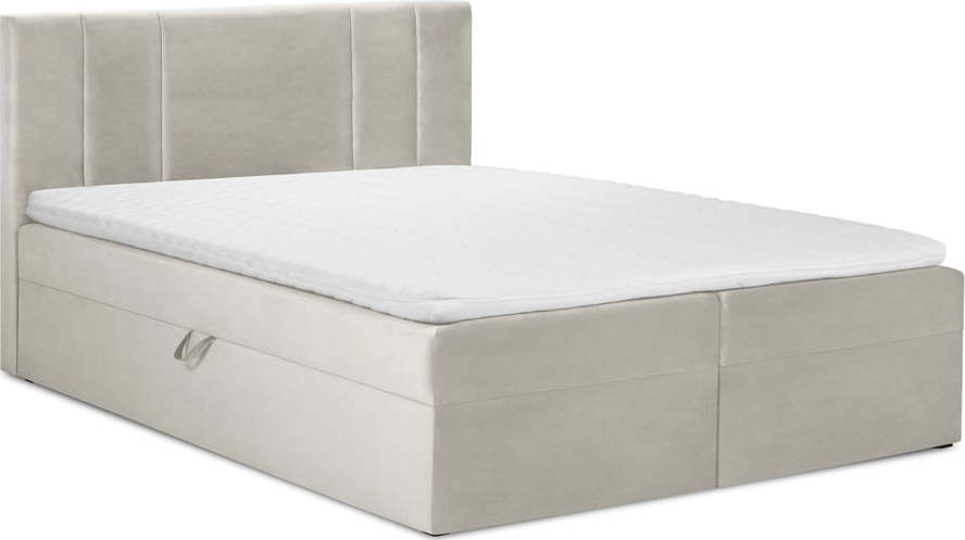 Béžová boxspring postel s úložným prostorem 160x200 cm Afra – Mazzini Beds Mazzini Beds