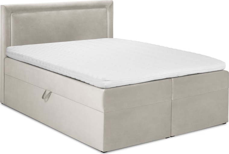Béžová boxspring postel s úložným prostorem 200x200 cm Yucca – Mazzini Beds Mazzini Beds