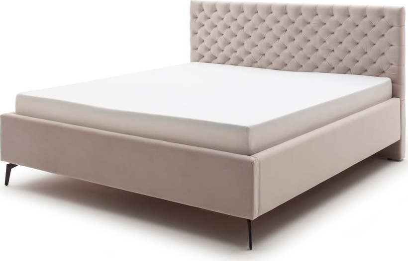 Béžová čalouněná dvoulůžková postel s úložným prostorem s roštem 160x200 cm La Maison – Meise Möbel Meise Möbel