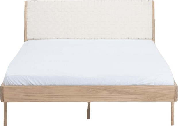 Bílá/přírodní dvoulůžková postel z dubového dřeva 180x200 cm Fawn – Gazzda Gazzda
