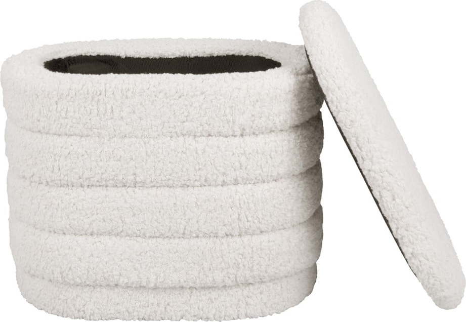 Bílý oválný puf s úložným prostorem Leitmotiv Cuddly Leitmotiv