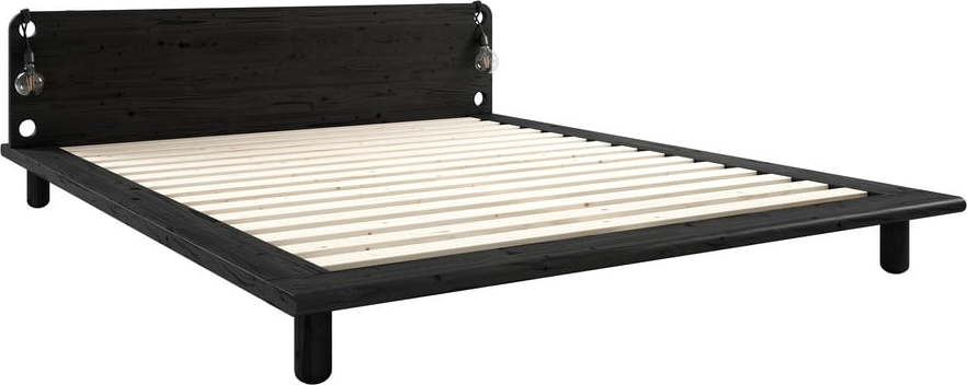 Černá dvoulůžková postel z borovicového dřeva s roštem 160x200 cm Peek – Karup Design Karup Design