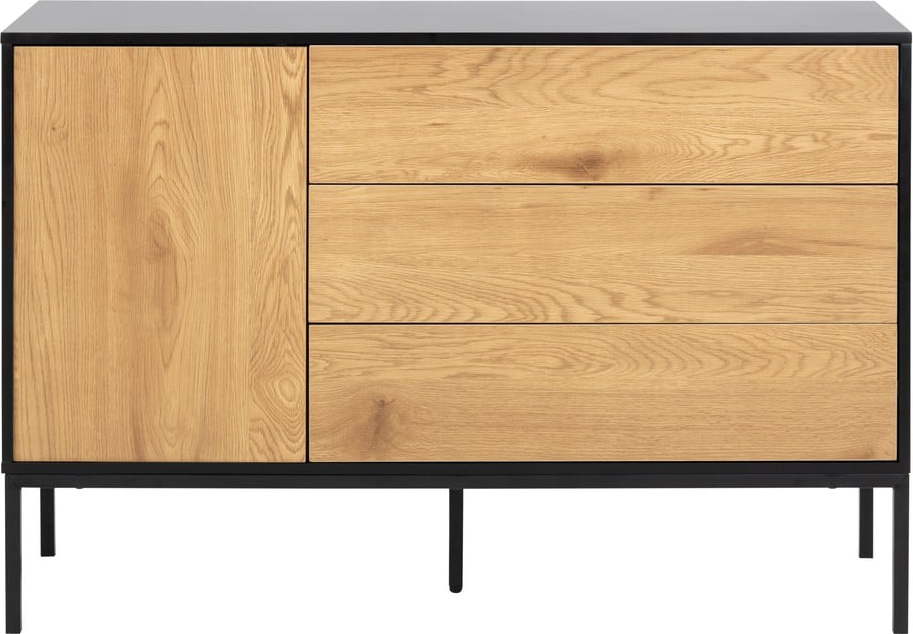 Černá nízká komoda v dekoru dubu 120x82 cm Seaford - Actona Actona