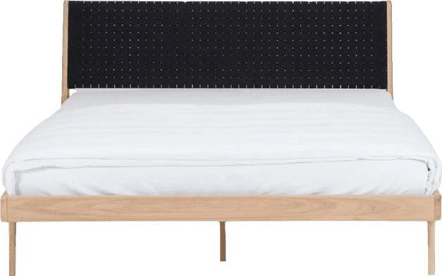 Černá/přírodní dvoulůžková postel z dubového dřeva 180x200 cm Fawn – Gazzda Gazzda