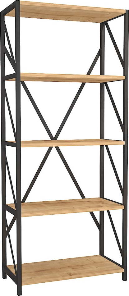 Černý přírodní regál v dekoru borovice 64x150 cm Eser – Gauge Concept Gauge Concept