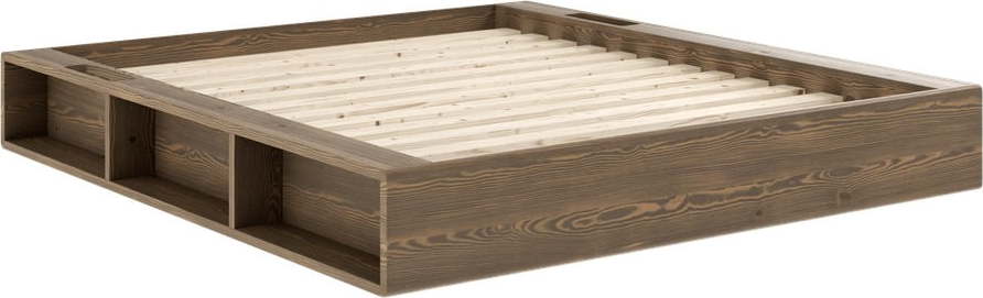 Hnědá dvoulůžková postel z borovicového dřeva s roštem 160x200 cm Ziggy – Karup Design Karup Design