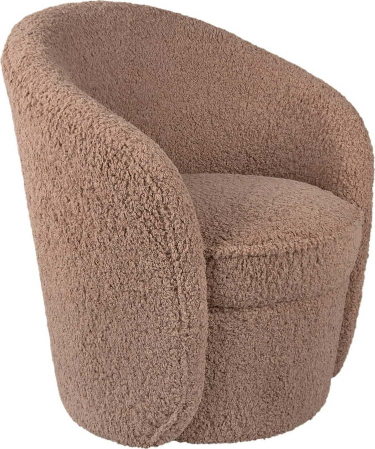 Hnědé křeslo z textilie bouclé Cuddly – Leitmotiv Leitmotiv