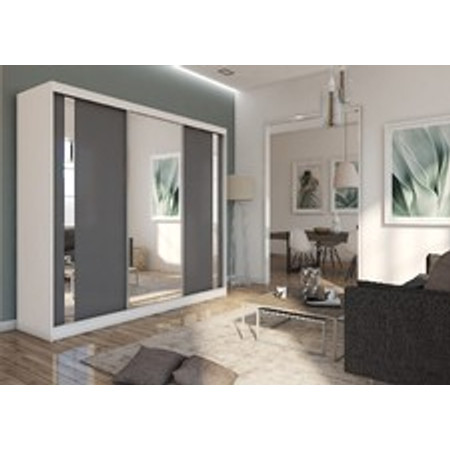 Kvalitní Šatní Skříň Gracja 240 cm Bílá/šedá Furniture