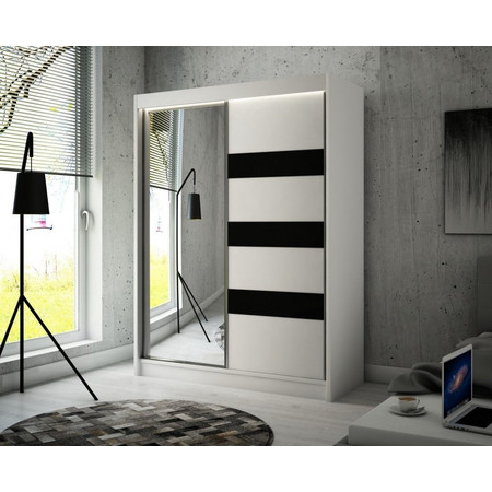Kvalitní Šatní Skříň Lotse 120 cm Bílý Mat Černá Furniture