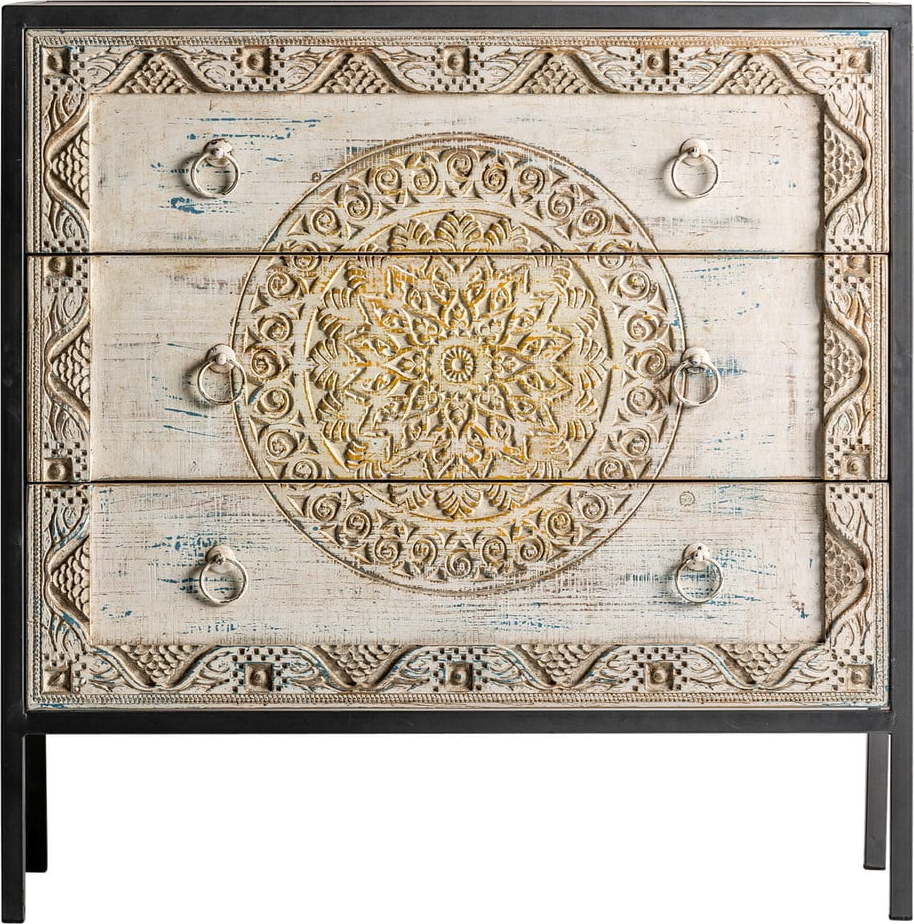 Nízká komoda z jedlového dřeva v přírodní barvě 80x80 cm Jaipur – Burkina Burkina