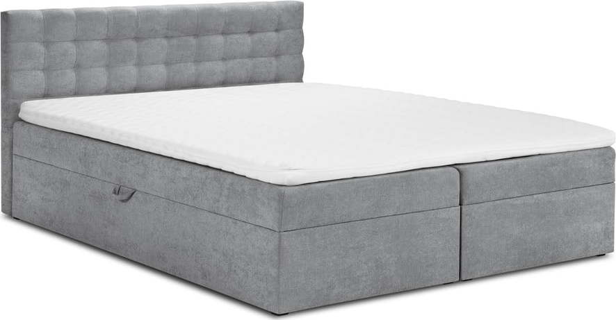 Šedá boxspring postel s úložným prostorem 200x200 cm Jade – Mazzini Beds Mazzini Beds
