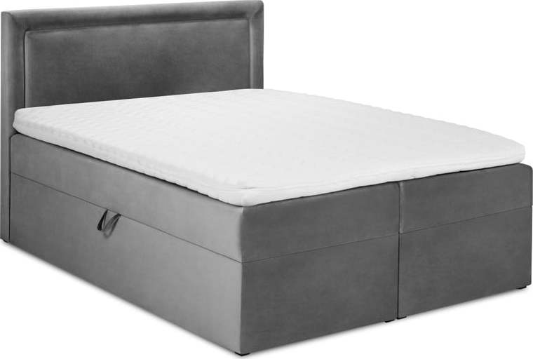 Šedá boxspring postel s úložným prostorem 200x200 cm Yucca – Mazzini Beds Mazzini Beds
