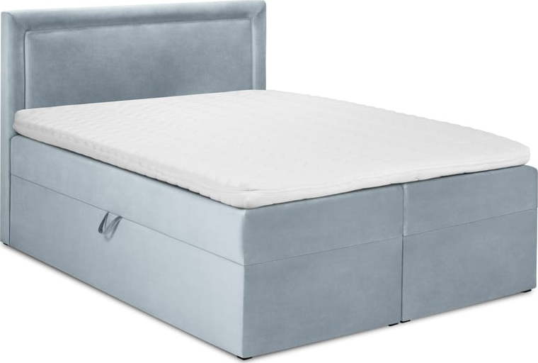 Světle modrá boxspring postel s úložným prostorem 160x200 cm Yucca – Mazzini Beds Mazzini Beds
