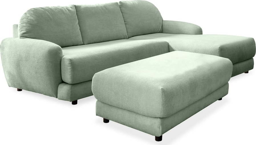 Světle zelená rohová pohovka (pravý roh) s podnožkou Comfy Claude – Miuform Miuform