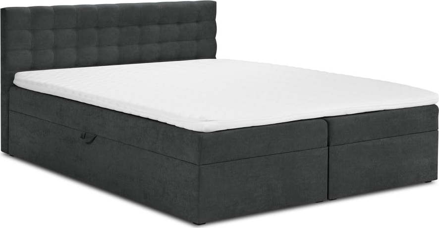 Tmavě šedá boxspring postel s úložným prostorem 180x200 cm Jade – Mazzini Beds Mazzini Beds