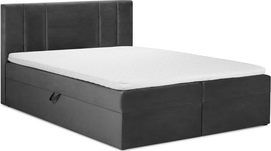 Tmavě šedá boxspring postel s úložným prostorem 200x200 cm Afra – Mazzini Beds Mazzini Beds