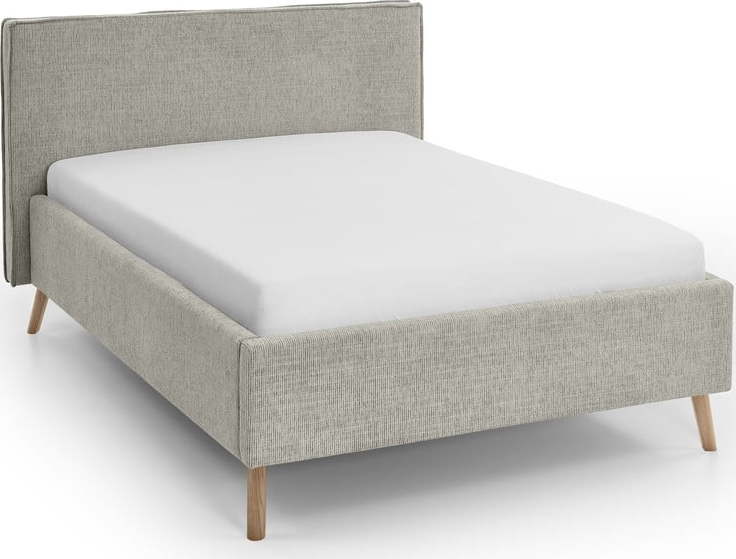Krémová čalouněná dvoulůžková postel s úložným prostorem s roštem 140x200 cm Riva – Meise Möbel Meise Möbel