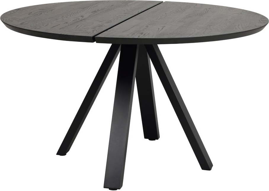 Černý kulatý jídelní stůl s deskou z dubového dřeva ø 130 cm Carradale – Rowico Rowico