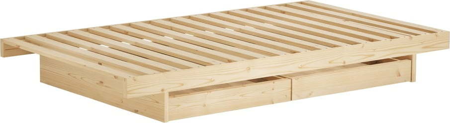 Jednolůžková postel z borovicového dřeva s úložným prostorem s roštem v přírodní barvě 90x200 cm Kanso – Karup Design Karup Design