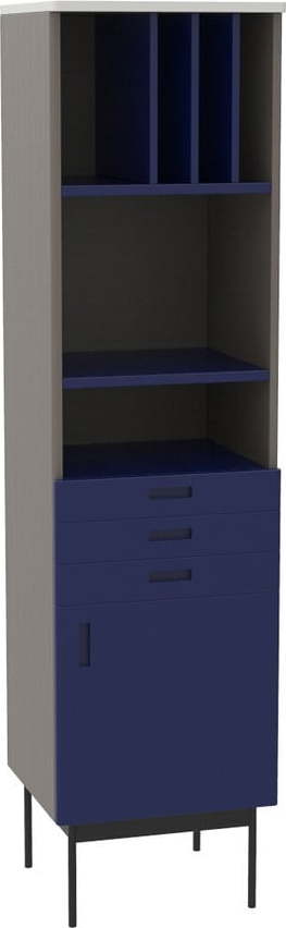 Knihovna z jasanového dřeva v tmavě modré a šedé barvě 45x177 cm Study – Hübsch Hübsch