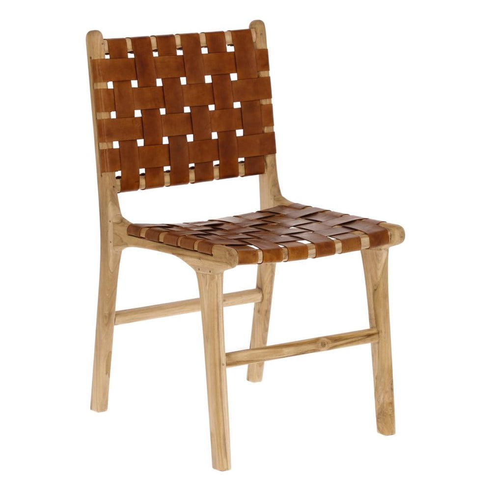 Kožené jídelní židle v koňakově hnědo-přírodní barvě v sadě 2 ks Calixta – Kave Home Kave Home