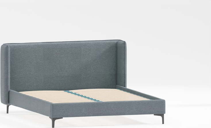Modrá čalouněná dvoulůžková postel s roštem 180x200 cm Basti – Ropez Ropez