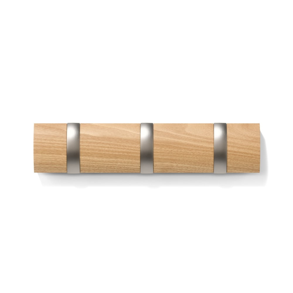 Nástěnný věšák z topolového dřeva v přírodní barvě Flip – Umbra Umbra