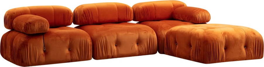 Oranžová sametová rohová pohovka (pravý roh) Bubble – Balcab Home Artie