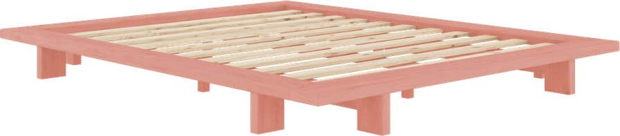 Světle růžová dvoulůžková postel z borovicového dřeva s roštem 160x200 cm Japan – Karup Design Karup Design