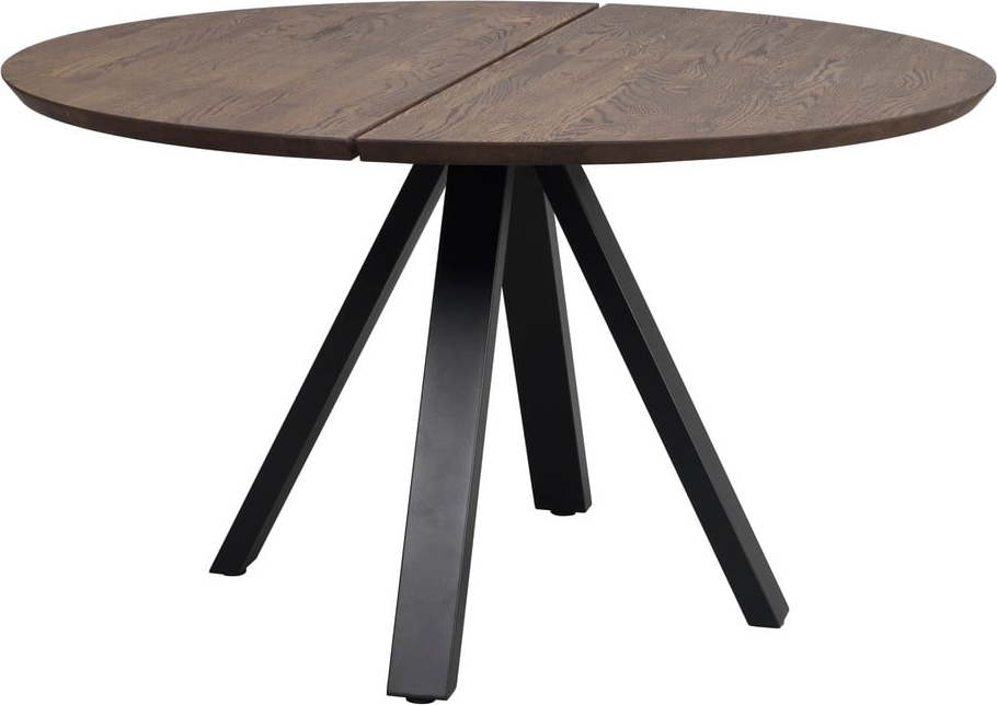 Tmavě hnědý kulatý jídelní stůl s deskou z dubového dřeva ø 130 cm Carradale – Rowico Rowico