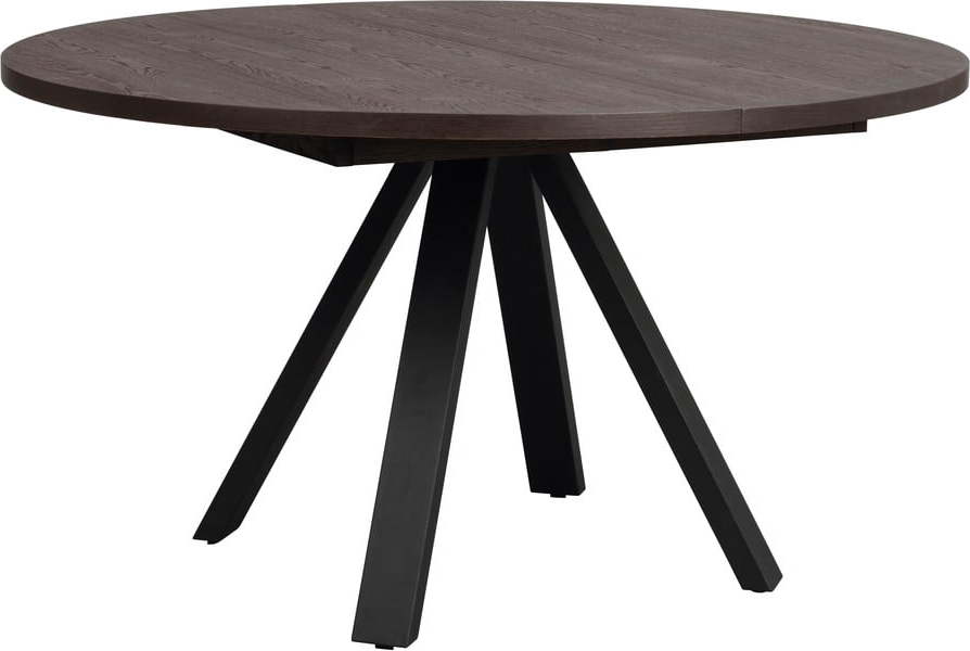 Tmavě hnědý kulatý rozkládací jídelní stůl v dekoru dubu ø 135 cm Maddock – Rowico Rowico