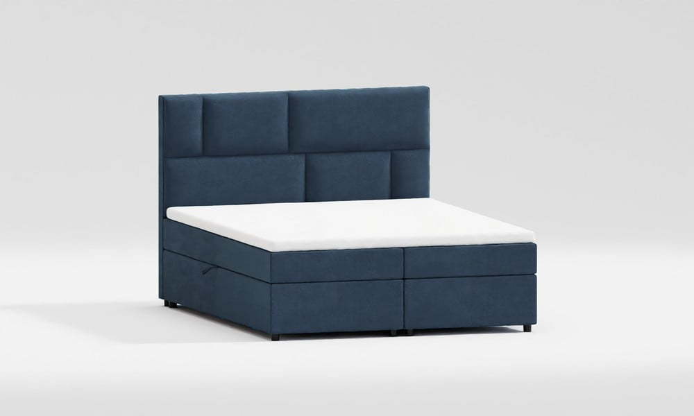 Tmavě modrá boxspring postel s úložným prostorem 140x200 cm Lola – Ropez Ropez