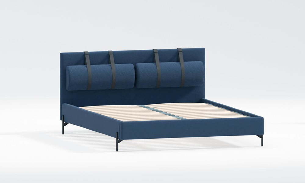 Tmavě modrá čalouněná dvoulůžková postel s roštem 200x200 cm Tulsa – Ropez Ropez
