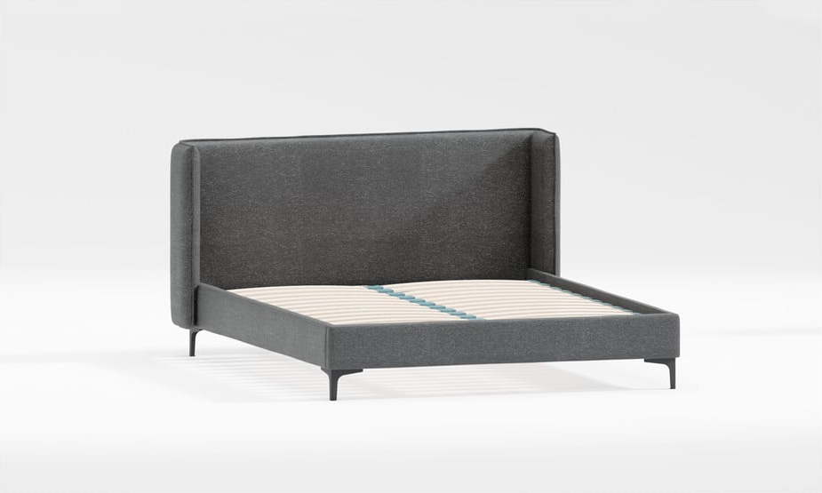 Tmavě šedá čalouněná dvoulůžková postel s roštem 180x200 cm Basti – Ropez Ropez