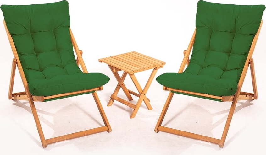 Zahradní lounge set z bukového dřeva v zeleno-přírodní barvě pro 2 – Floriane Garden FLORIANE GARDEN