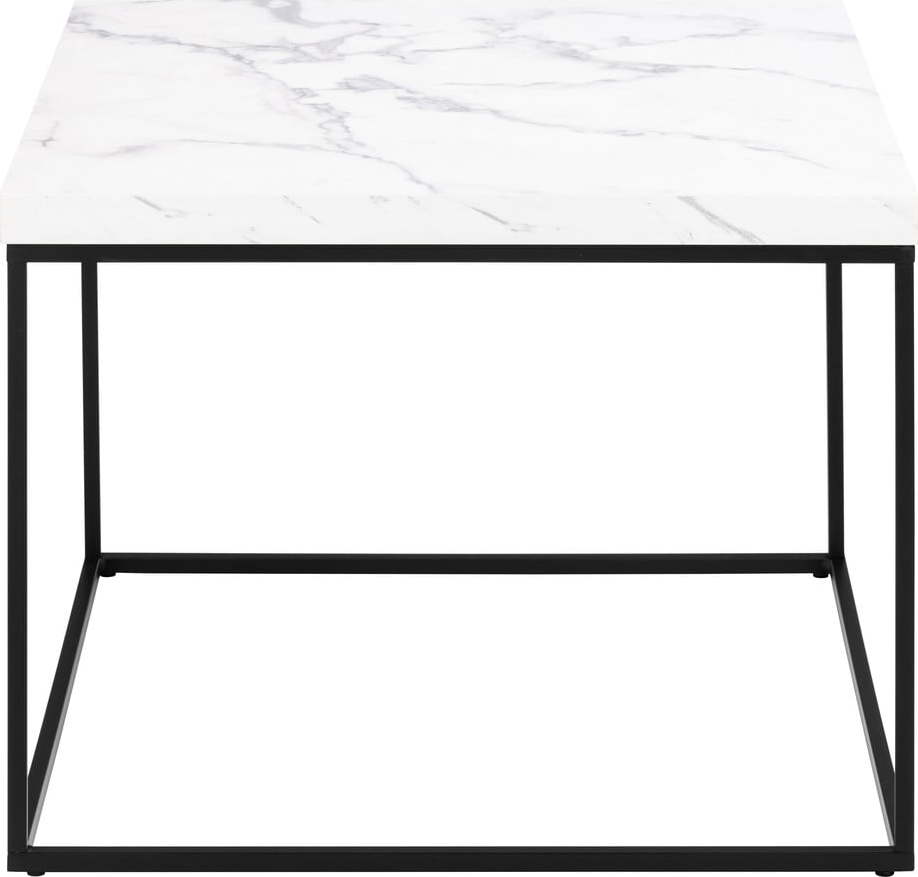 Bílý konferenční stolek s deskou v dekoru mramoru 60x60 cm Barossa – Actona Actona