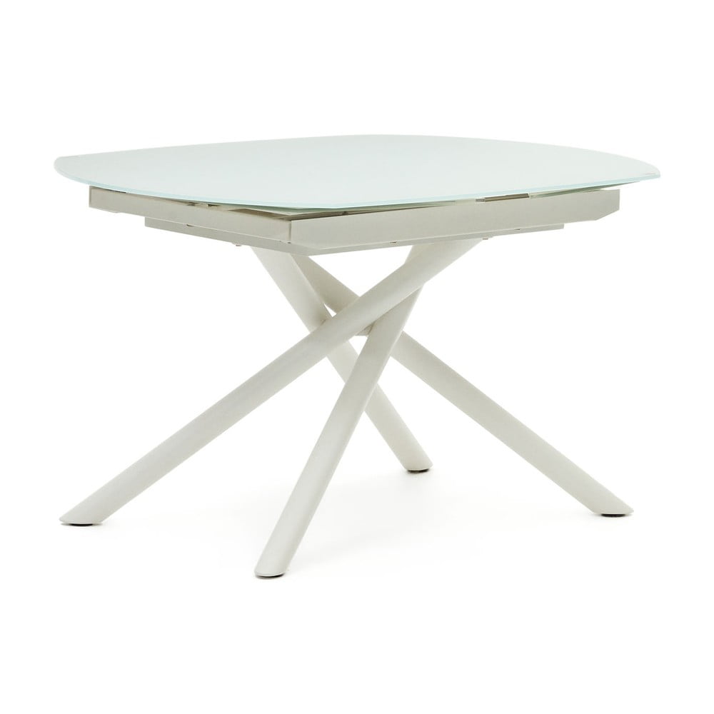 Bílý rozkládací jídelní stůl se skleněnou deskou 100x130 cm Yodalia – Kave Home Kave Home