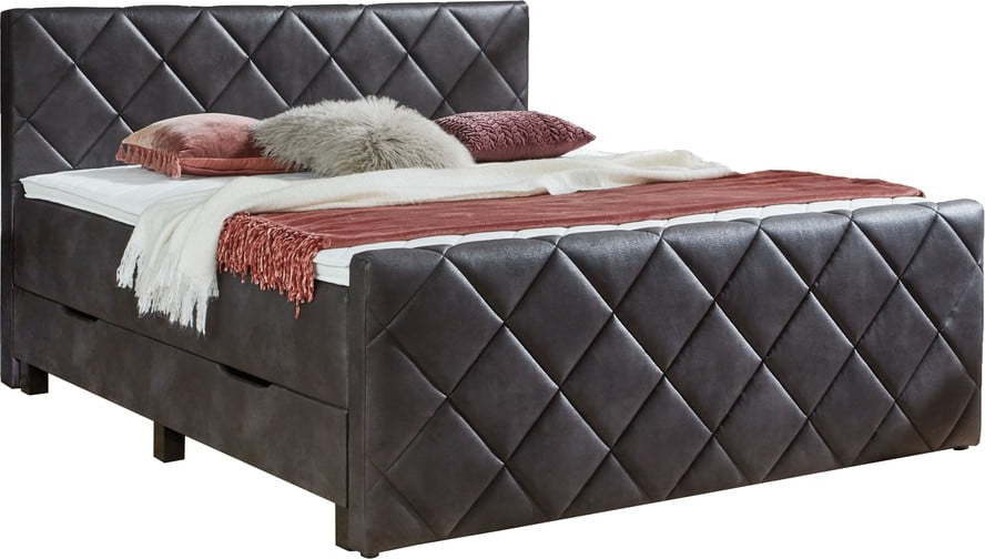 Černá boxspring postel s úložným prostorem 180x200 cm Chester – Rojaplast Rojaplast