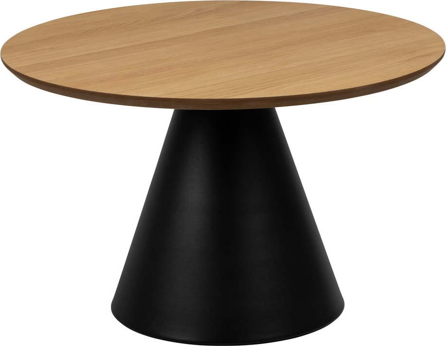 Černo-přírodní kulatý konferenční stolek s deskou v dubovém dekoru ø 65 cm Soli – Actona Actona