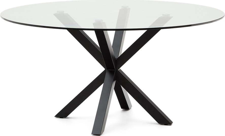 Černý kulatý jídelní stůl se skleněnou deskou ø 150 cm Argo – Kave Home Kave Home