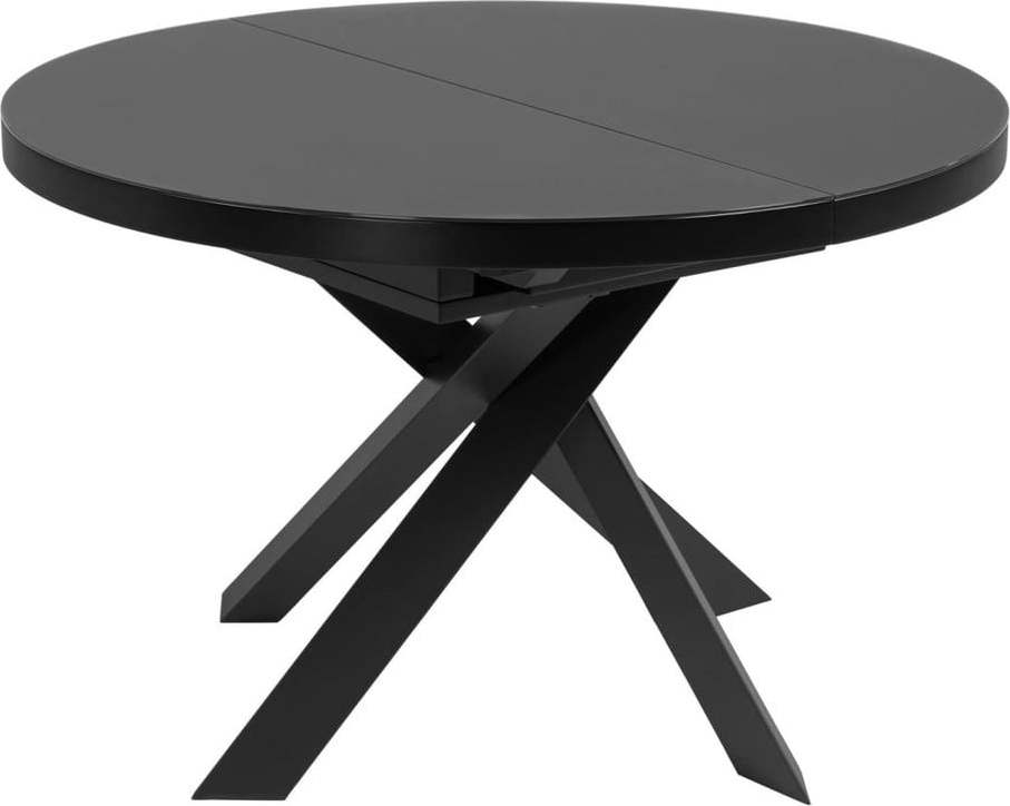 Černý kulatý rozkládací jídelní stůl se skleněnou deskou ø 160 cm Vashti – Kave Home Kave Home