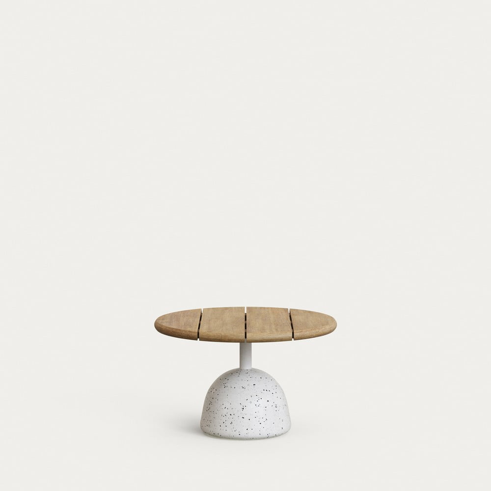 Kulatý konferenční stolek s deskou z akácie v bílo-přírodní barvě ø 55 cm Saura – Kave Home Kave Home