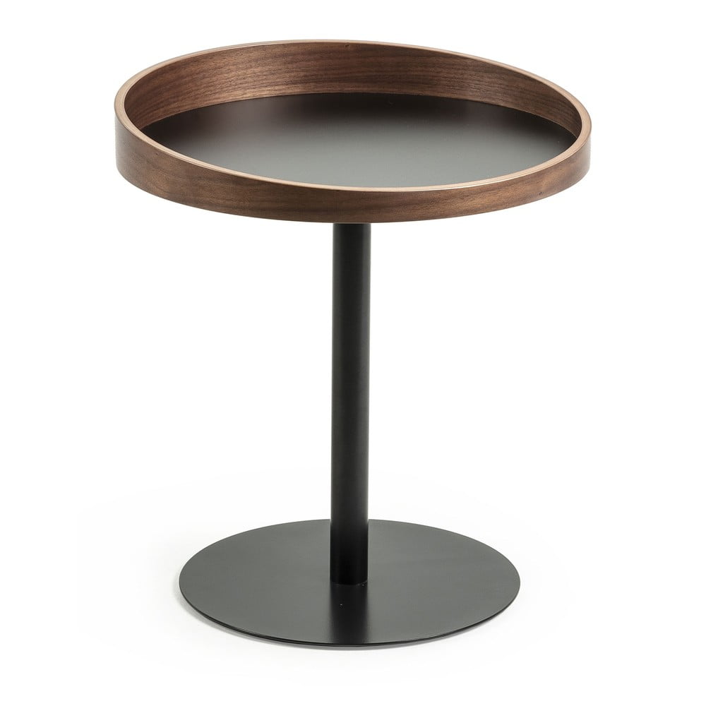 Kulatý odkládací stolek s deskou v dekoru ořechového dřeva ø 46 cm Kaori – Kave Home Kave Home