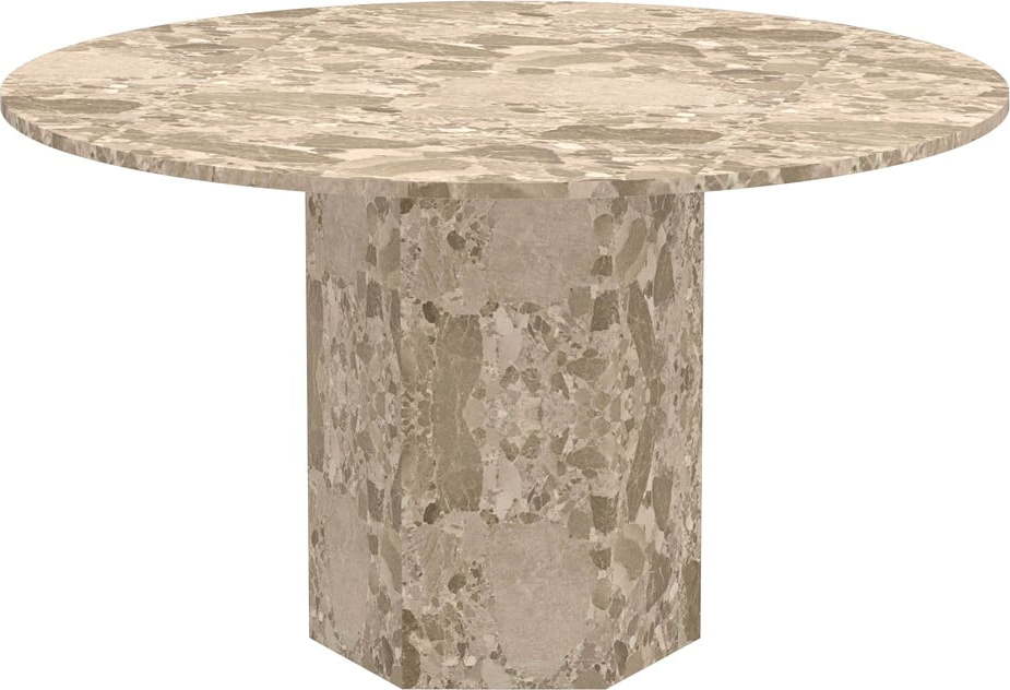 Světle hnědý mramorový kulatý jídelní stůl ø 130 cm Naxos – Actona Actona