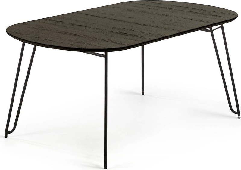 Tmavě hnědý rozkládací jídelní stůl s deskou v dekoru jasanového dřeva 100x170 cm Milian – Kave Home Kave Home